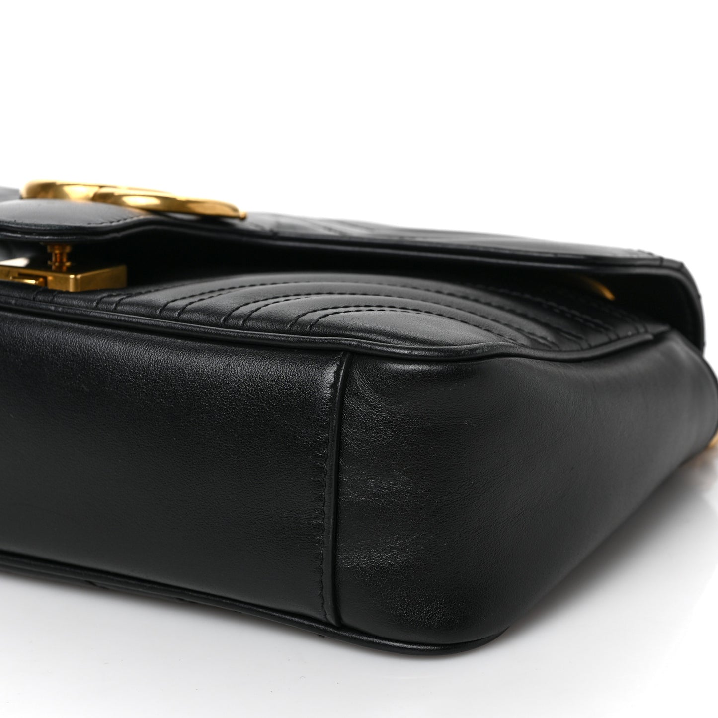 Calfskin Matelasse Small GG Marmont Shoulder Bag Black
