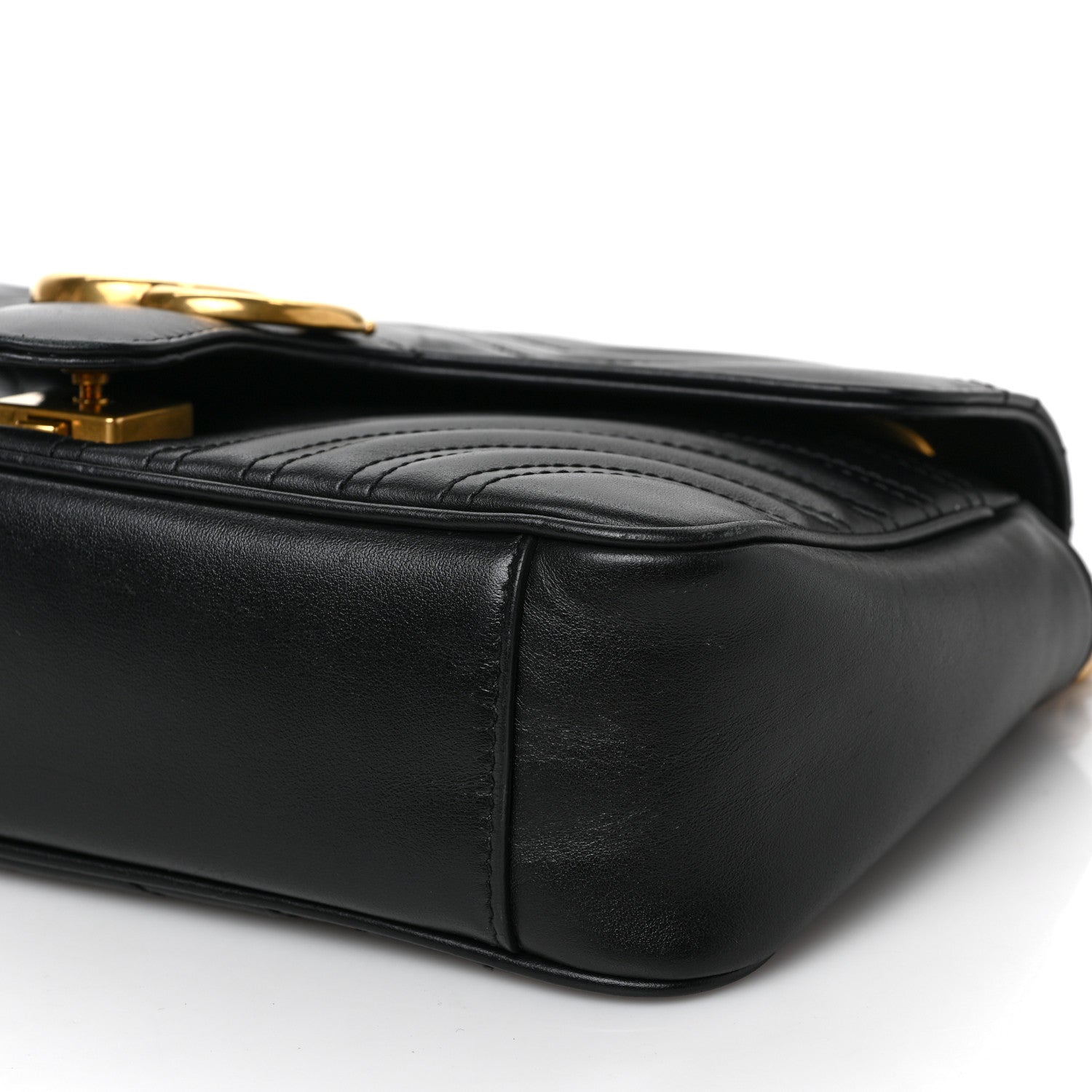Gucci Calfskin Matelasse Small GG Marmont Shoulder Bag Black 9 of 10