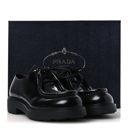 Prada Spazzolato Diapason Mens Lace Up Derby Loafers 9 Black 14 of 14