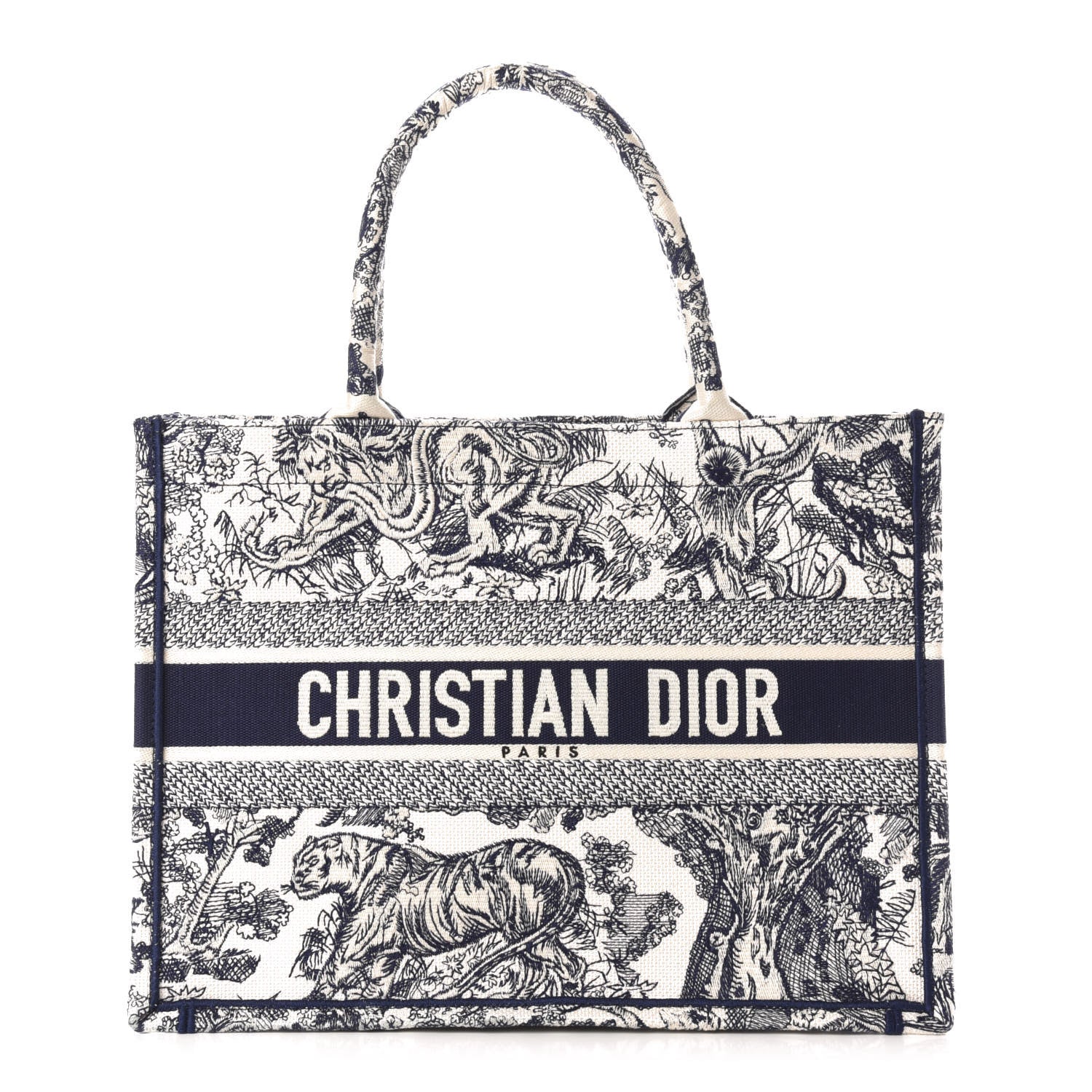 Christian Dior Canvas Embroidered Medium Dioriviera Toile De Jouy Book Tote Blue 1 of 11