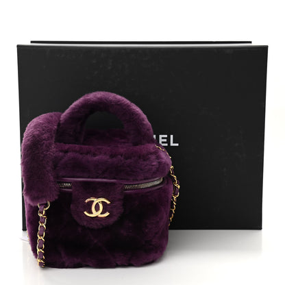 Chanel Shearling Lambskin Quilted Small Vanity Case Purple 11 of 11