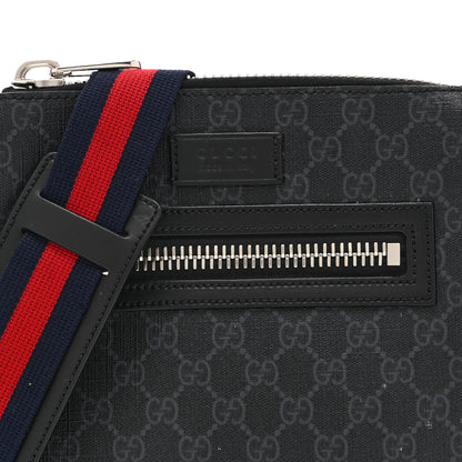 Gucci GG Supreme Monogram Web Small Flat Messenger Bag Black Grey 8 of 10