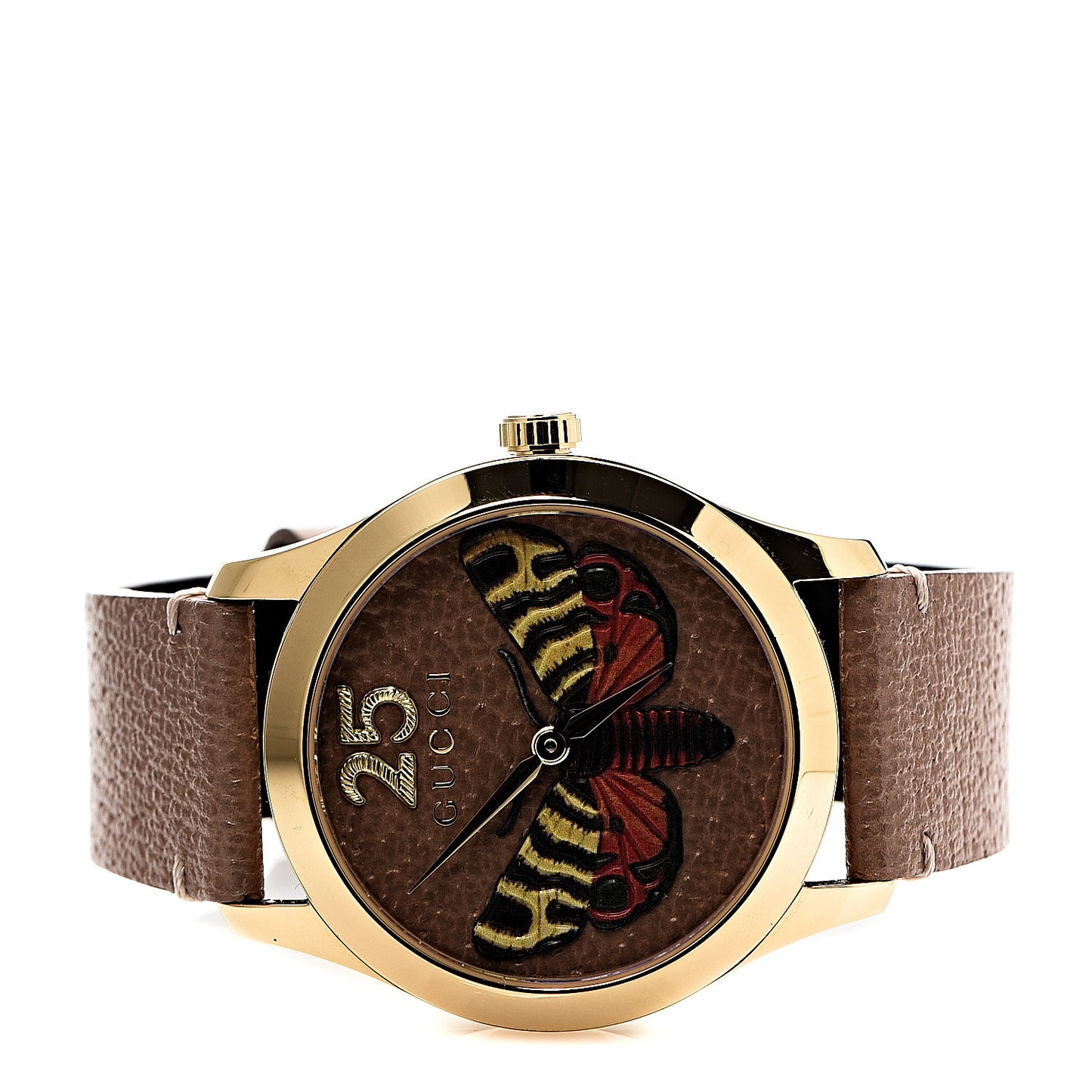 Stainless Steel Calfskin 38mm G-Timeless Moth Quartz Watch Brown