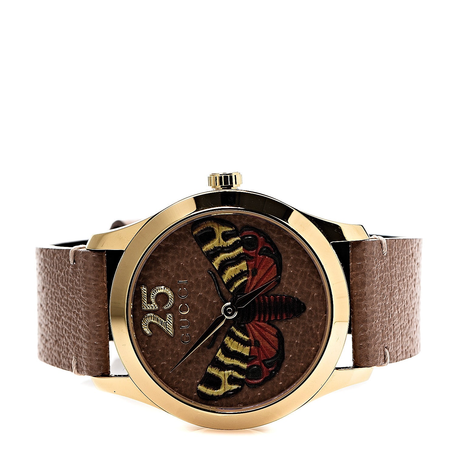 Gucci Stainless Steel Calfskin 38mm G-Timeless Moth Quartz Watch Brown 2 of 8