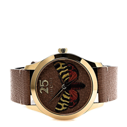 Gucci Stainless Steel Calfskin 38mm G-Timeless Moth Quartz Watch Brown 2 of 8