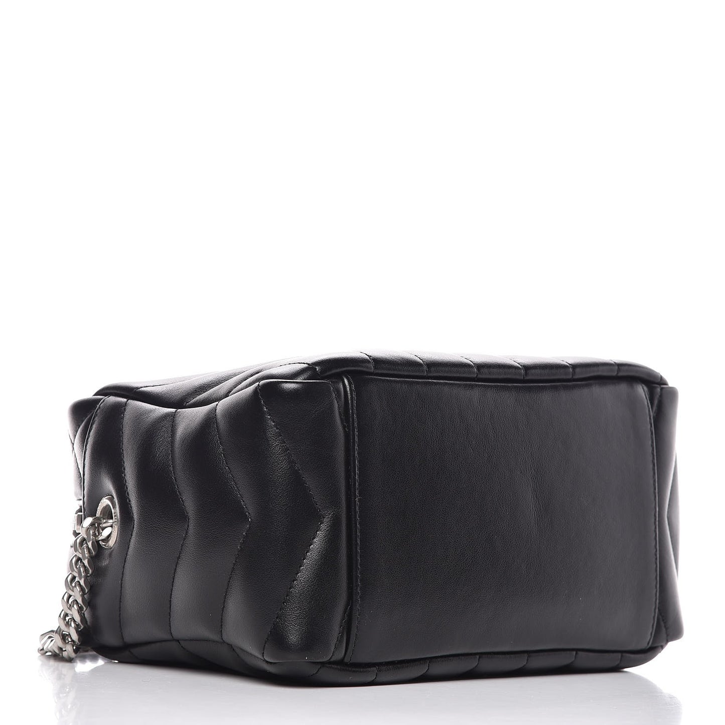 Calfskin Y Quilted Monogram Small Loulou Bowling Bag Black