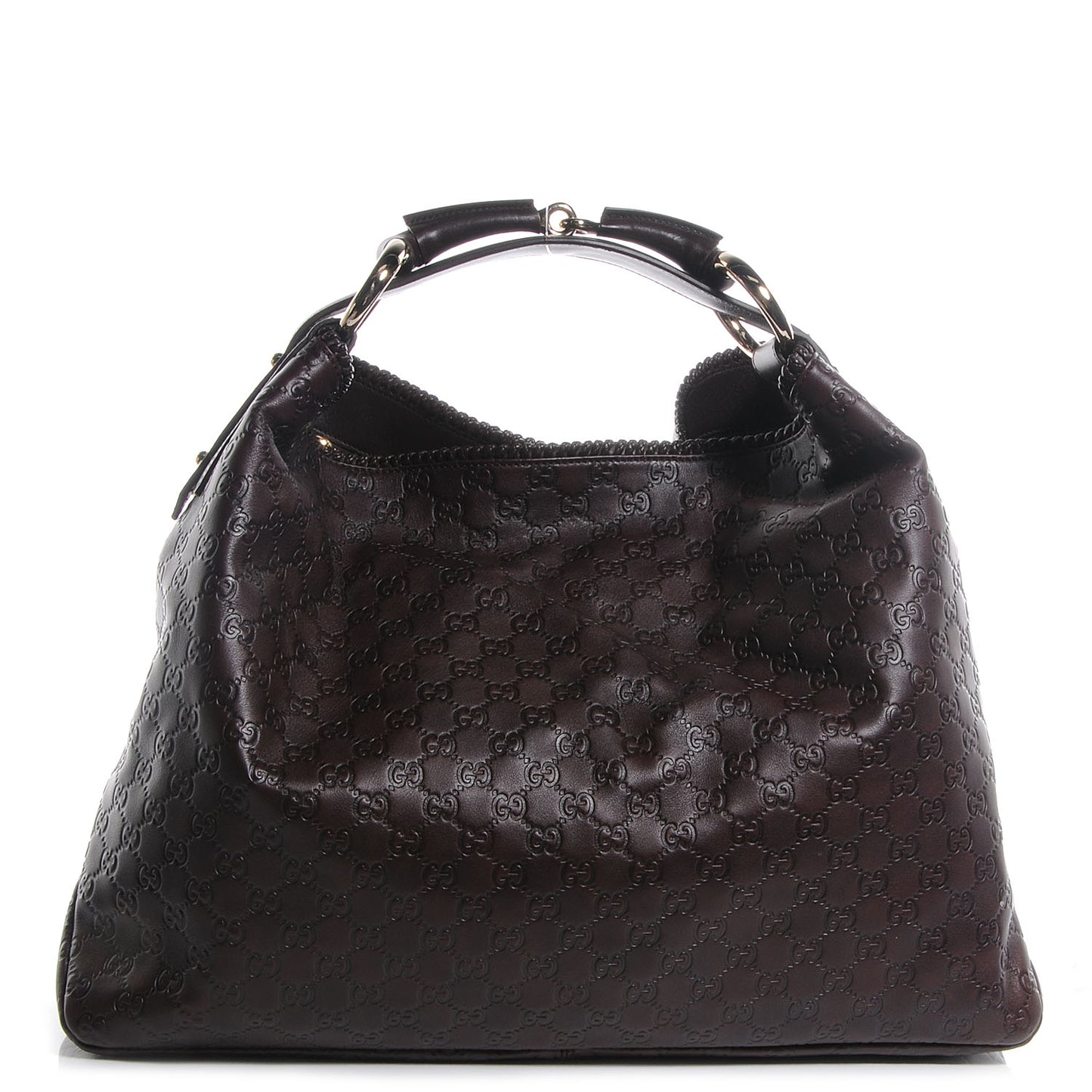 Guccissima Large Horsebit Chain Hobo Brown