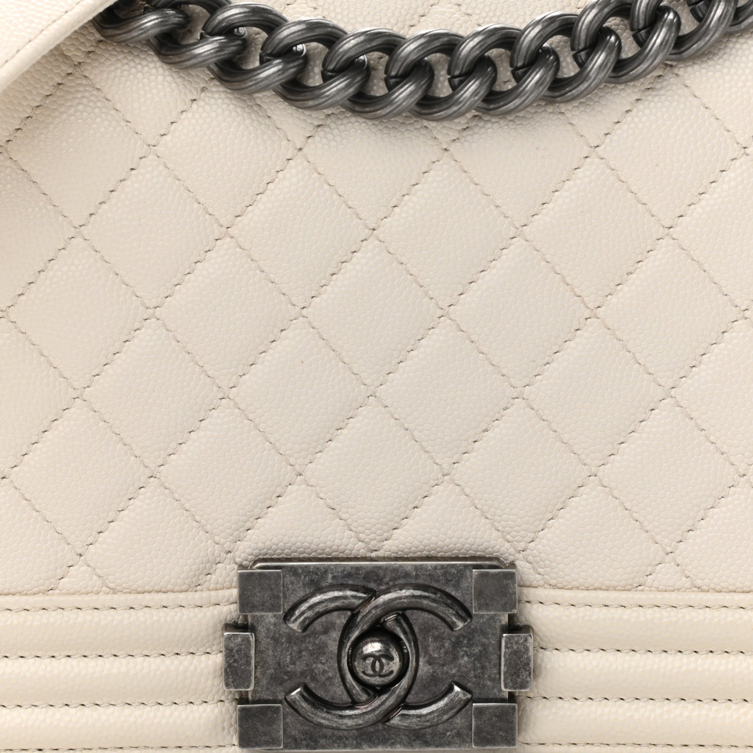 Chanel Caviar Quilted Medium Boy Flap White 8 of 15