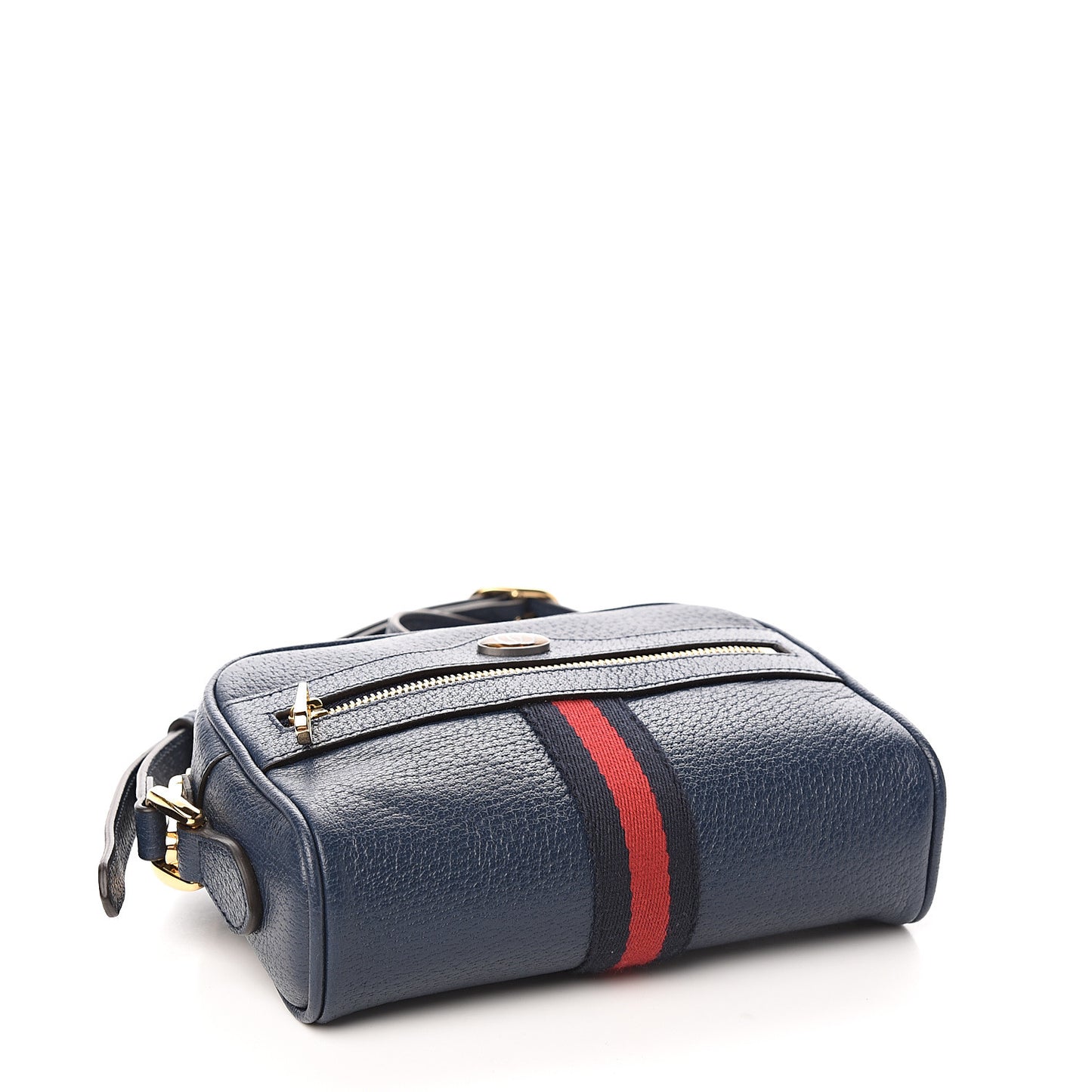 Textured Calfskin Web Mini Ophidia Shoulder Bag Blue Agata
