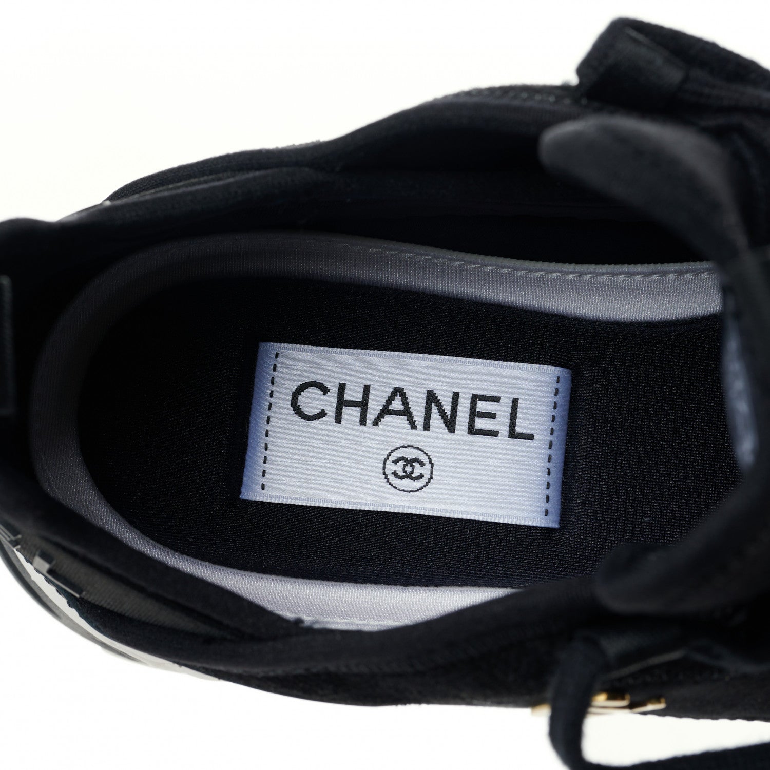 Chanel Velvet Calfskin Mixed Fibers CC Sneakers 36.5 Black 8 of 9