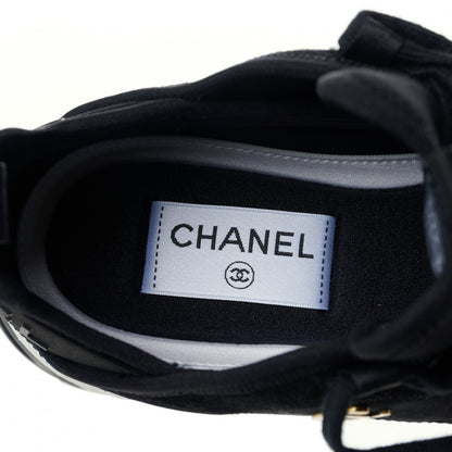 Chanel Velvet Calfskin Mixed Fibers CC Sneakers 36.5 Black 8 of 9