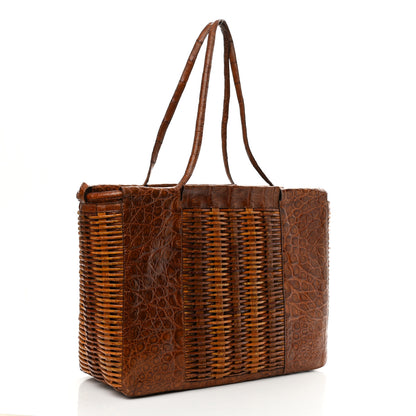 Nancy Gonzalez Crocodile Woven Top Handle Tote Brown 3 of 11