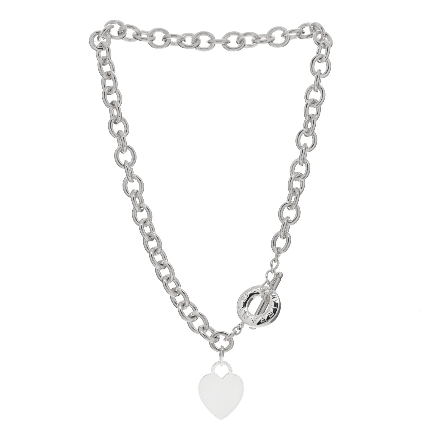 Tiffany Sterling Silver Heart Tag Toggle Necklace 1 of 3