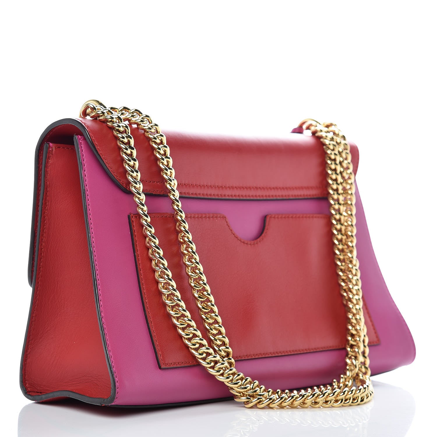 Gucci Moon Calfskin Bi-Color Medium Padlock Shoulder Bag New Rosette Hibiscus Red 3 of 12