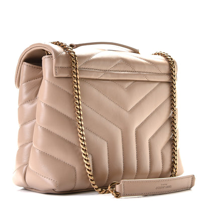 Saint Laurent Calfskin Y Quilted Monogram Small Loulou Chain Satchel Dark Beige 2 of 8