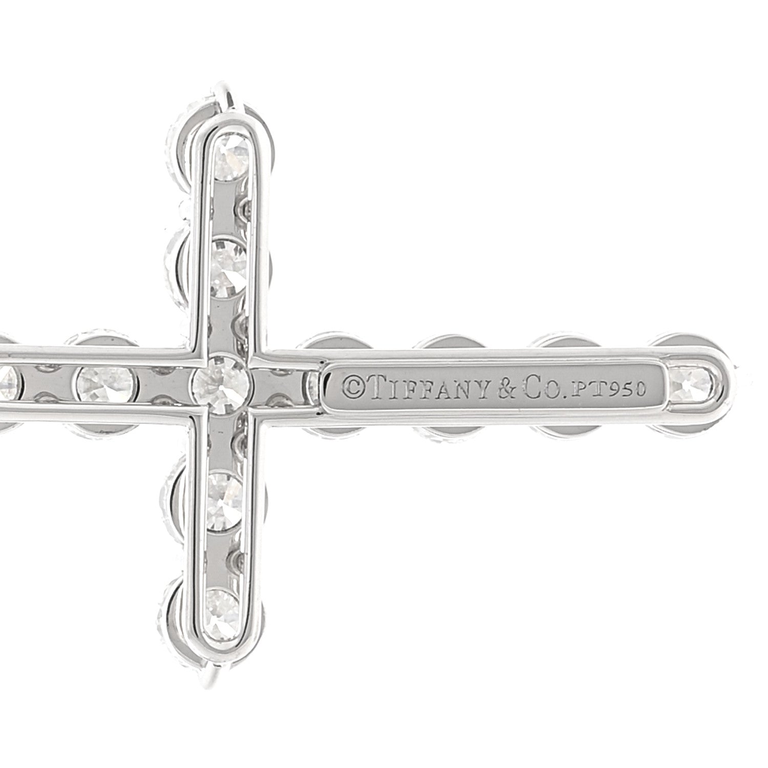 Tiffany Platinum Diamond Large Cross Pendant Necklace 4 of 6