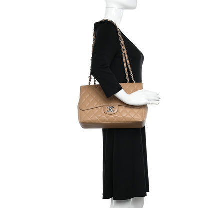 Chanel Caviar Quilted Jumbo Single Flap Beige 3 of 17
