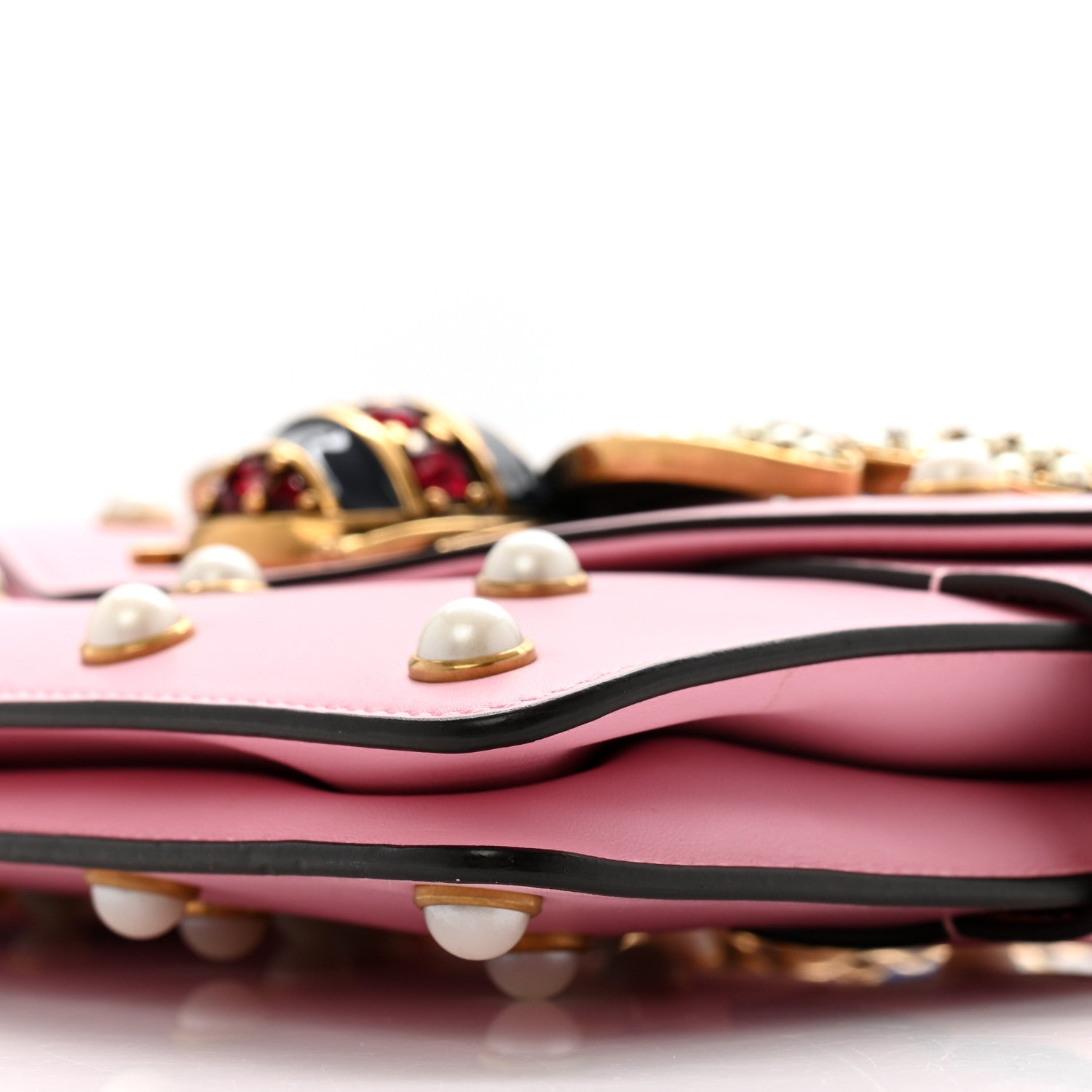 Gucci Nappa Pearl Studded Mini Queen Margaret Broadway Shoulder Bag Sugar Pink 10 of 14