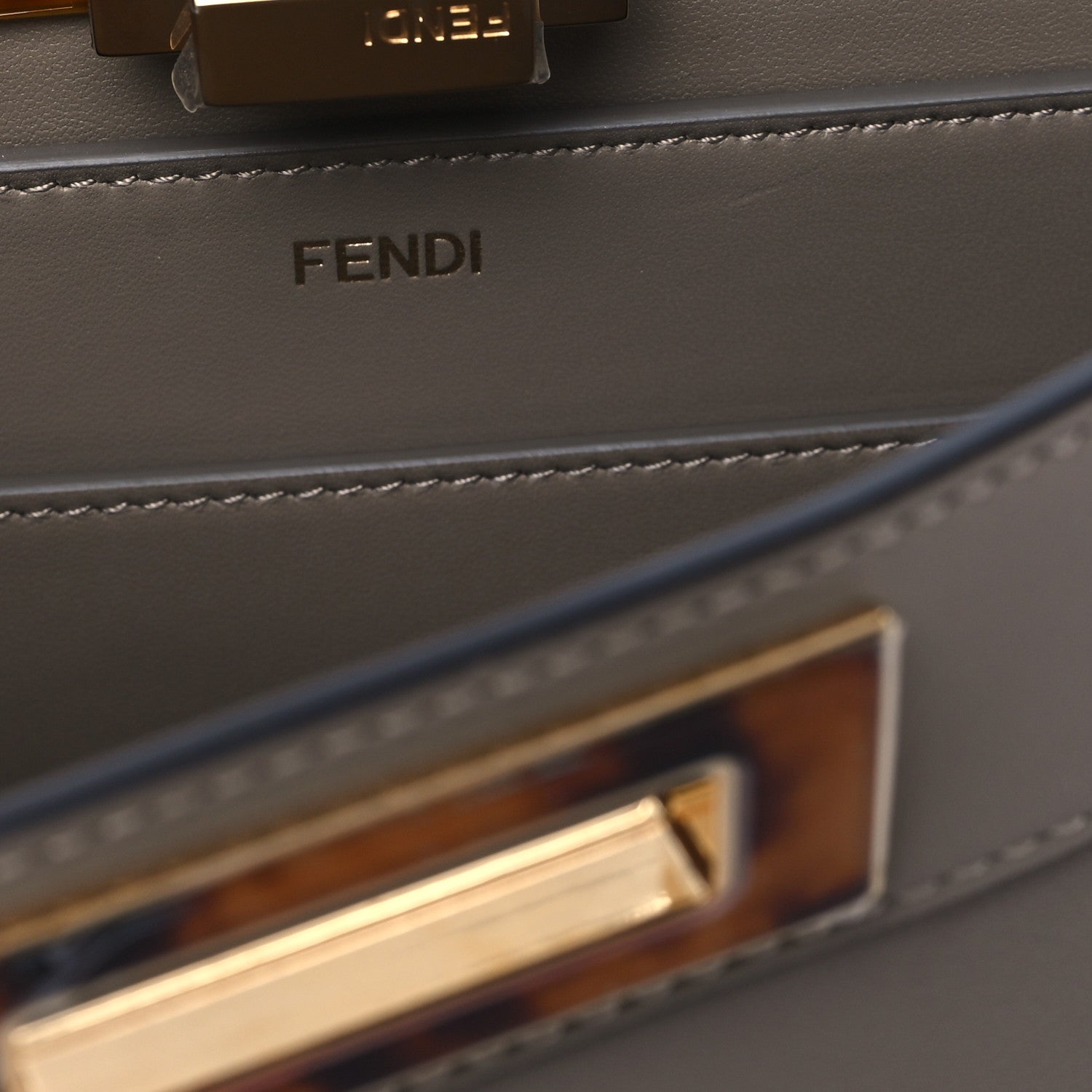 Fendi Vitello Seta Shiny Nappa Plexiglass Medium Peekaboo I SEE U Satchel Tortora 7 of 14