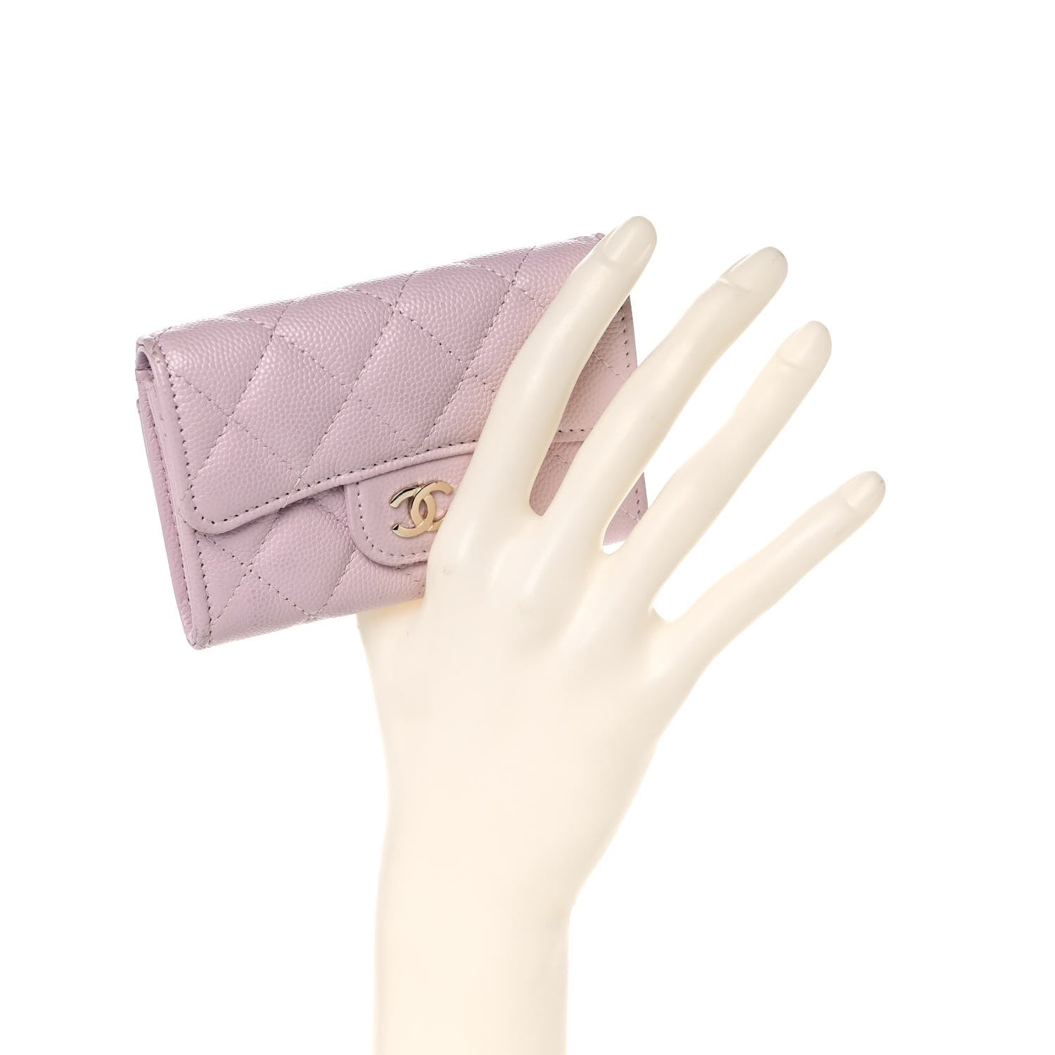 Chanel Caviar Quilted Flap Card Holder Wallet Light Pink 2 of 14