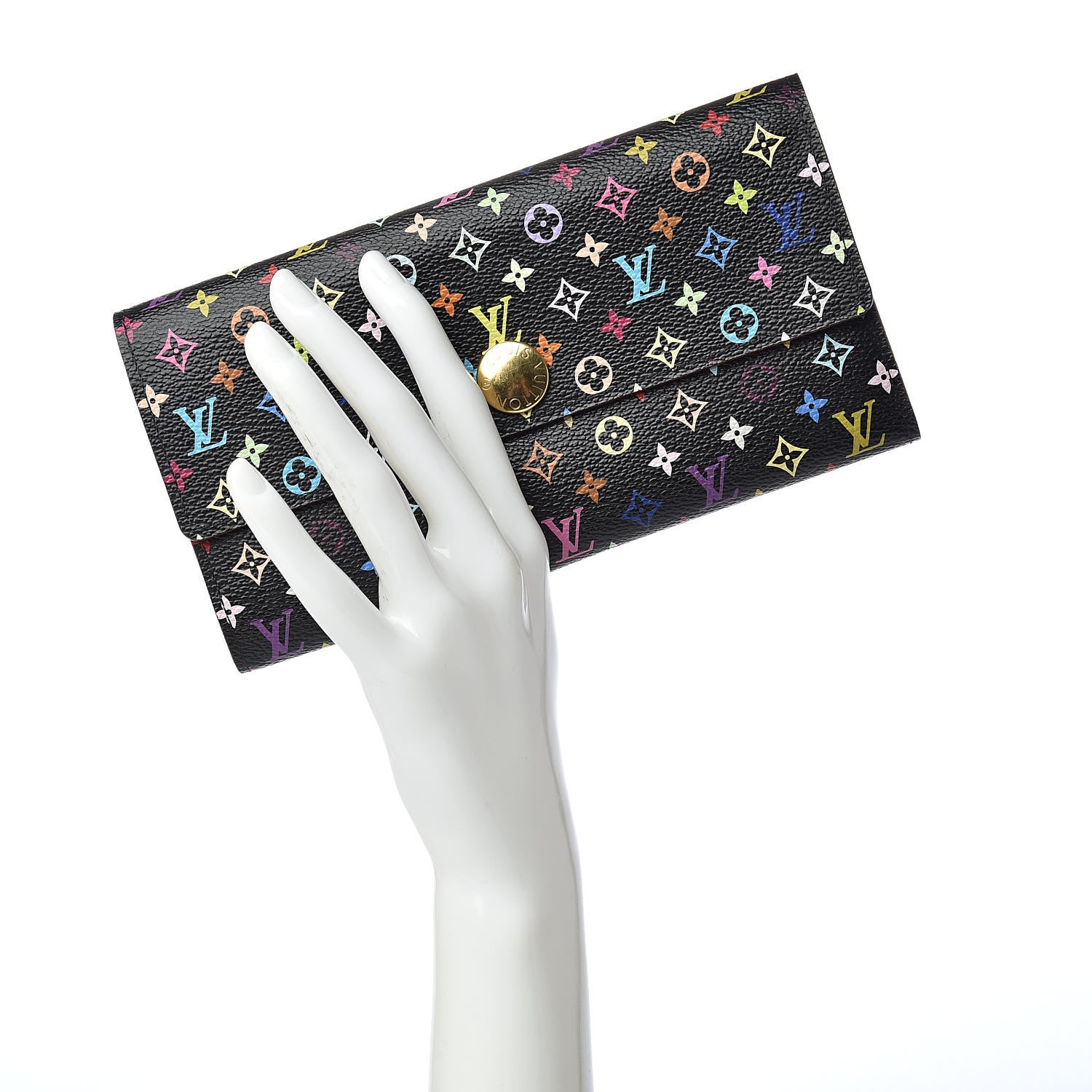Louis Vuitton Monogram Multicolor Sarah Wallet Black Violet 2 of 10