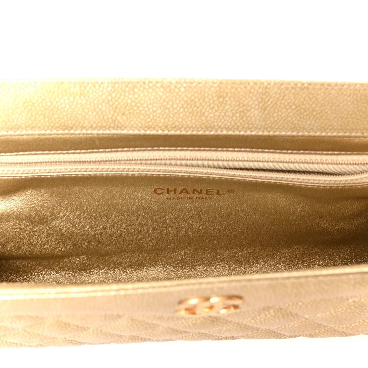 Chanel Metallic Caviar Quilted Clutch Gold 5 of 8