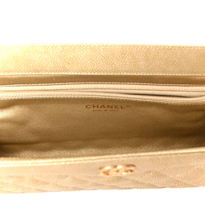 Chanel Metallic Caviar Quilted Clutch Gold 5 of 8