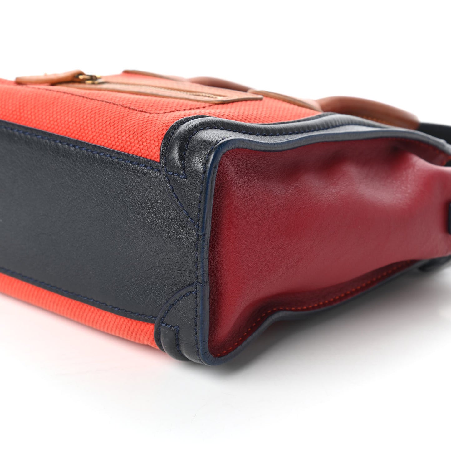 Calfskin Linen Nano Tri-Color Luggage Poppy