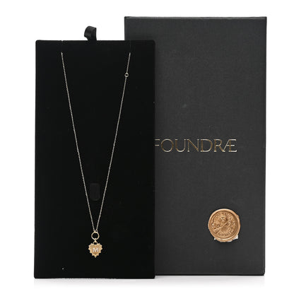 Foundrae 18K Yellow Gold Diamond Initial M Miniature Heart Drop Pendant Necklace 6 of 6