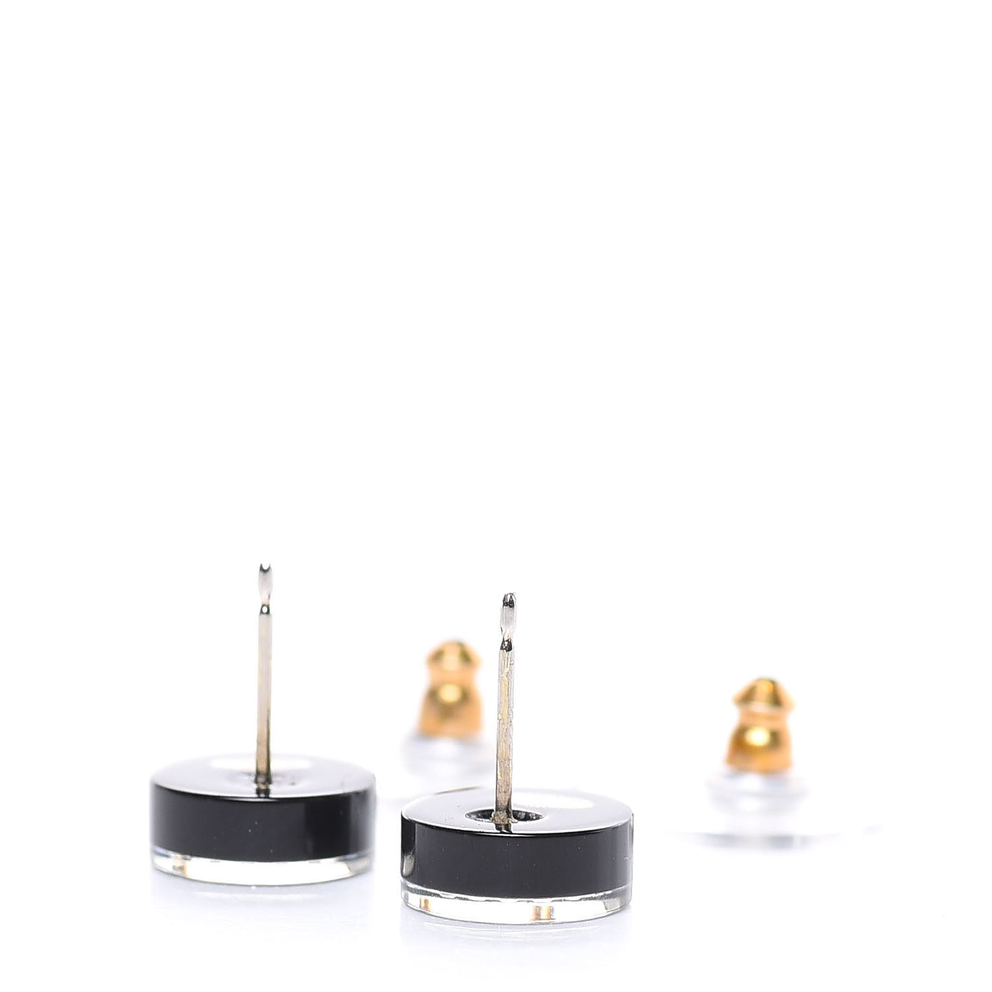 Resin Crystal CC Earrings Black
