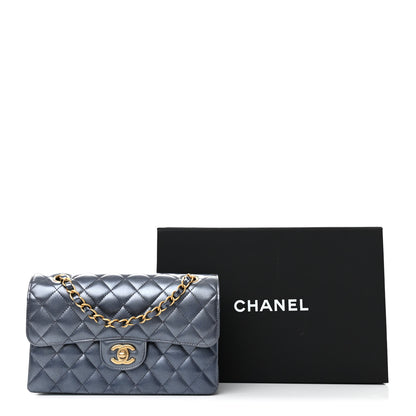 Chanel Metallic Lambskin Quilted Small Double Flap Dark Blue 12 of 12