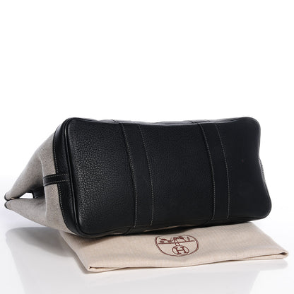 Hermes Toile Leather Garden Party MM Tote Black 4 of 7