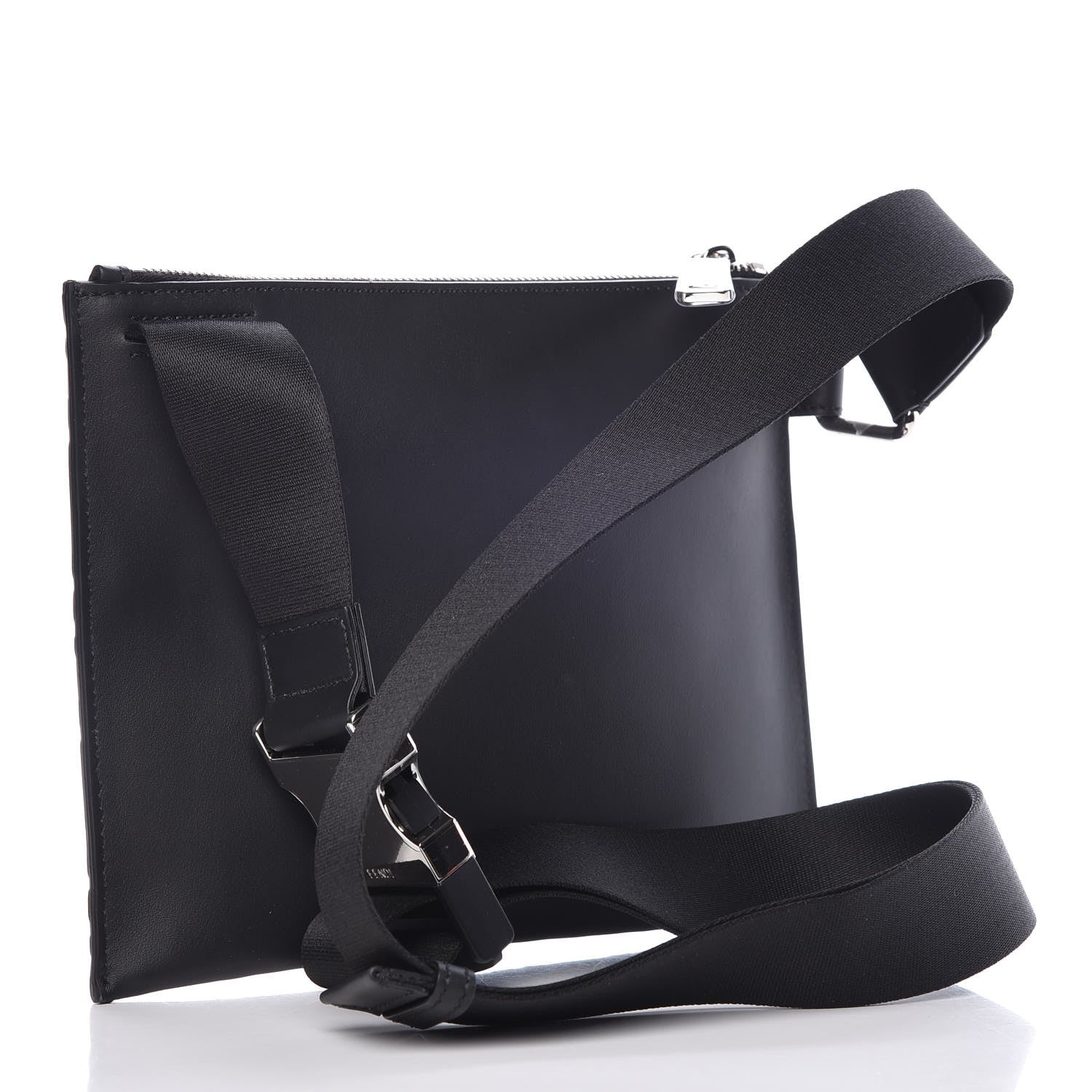 Fendi Vitello Century Bi-Color FF 1974 Embossed Messenger Maya Black 2 of 8