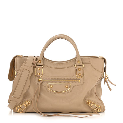 Balenciaga Shiny Goatskin Gold Metallic Edge Hardware City Beige Sahara 1 of 12