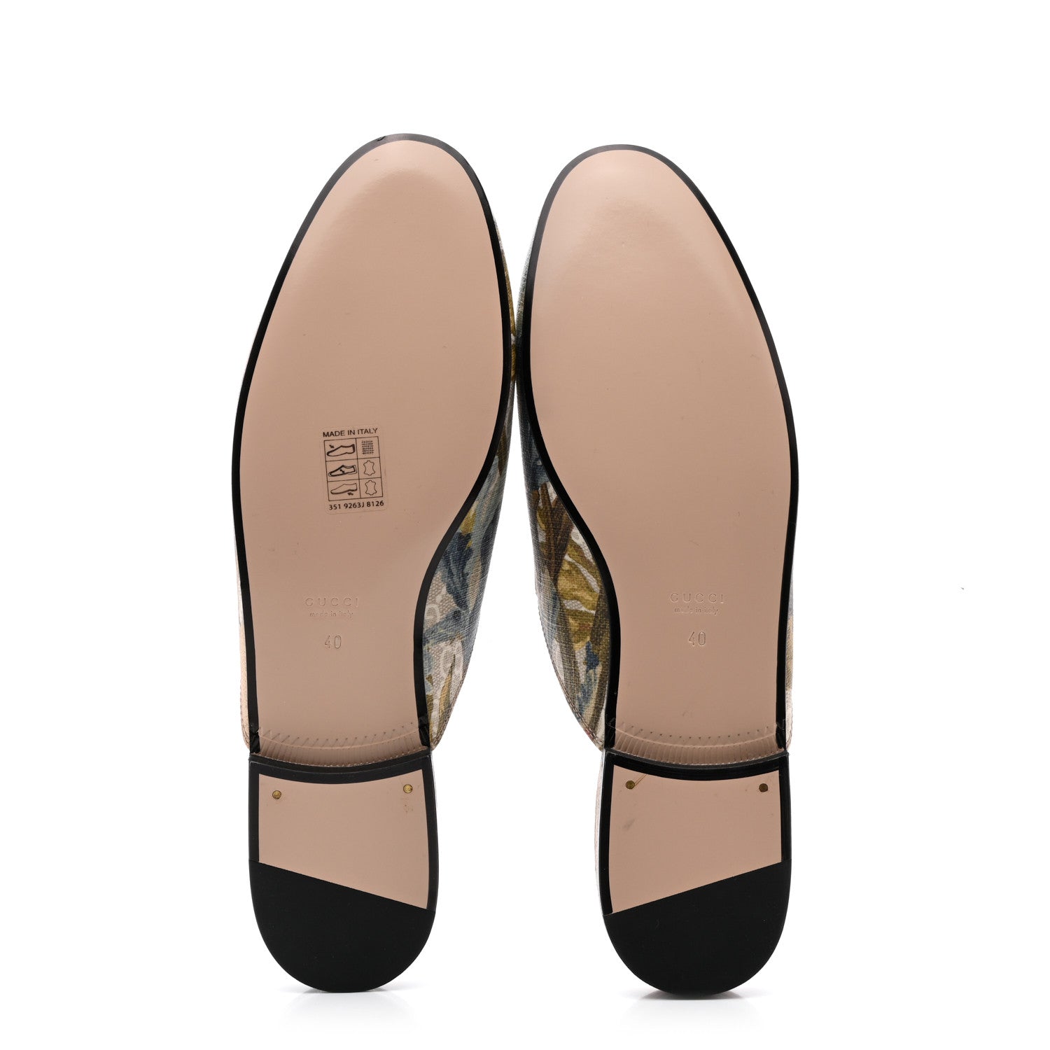 Gucci GG Supreme Monogram Malaga Kid Water Flora Womens Princetown Slippers 40 Beige White Multicolor Mystic White 5 of 9