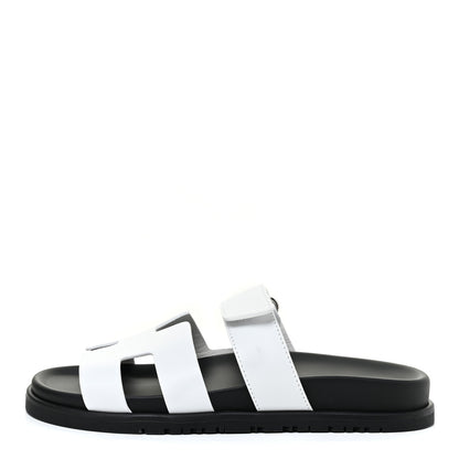 Hermes Calfskin Womens Chypre Sandals 37.5 White 1 of 13