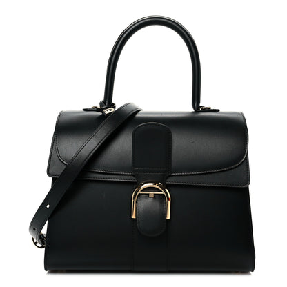Delvaux Box Calfskin MM Brillant Pocket Satchel Black Red 1 of 12