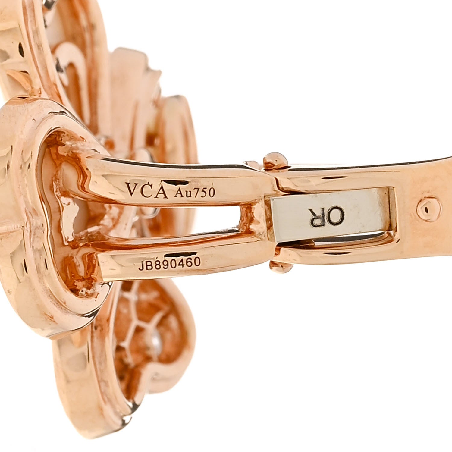 Van Cleef & Arpels 18K Rose Gold Diamond Mother of Pearl Small Cosmos Earrings 4 of 5