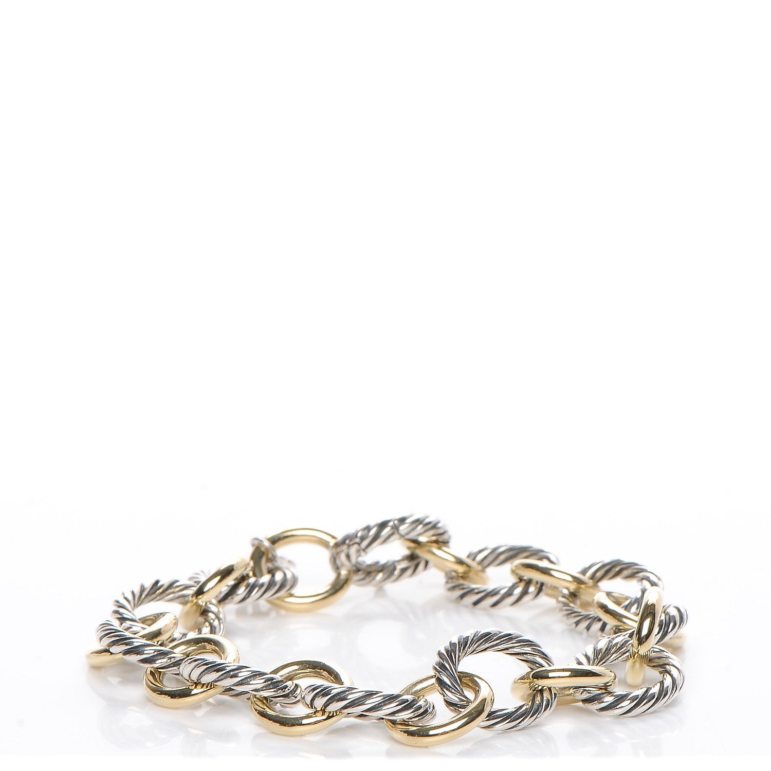 David Yurman Sterling Silver 18K Yellow Gold 12mm Large Oval Link Bracelet 1 of 5