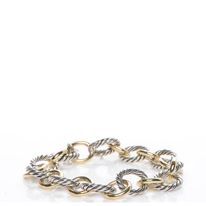 David Yurman Sterling Silver 18K Yellow Gold 12mm Large Oval Link Bracelet 1 of 5