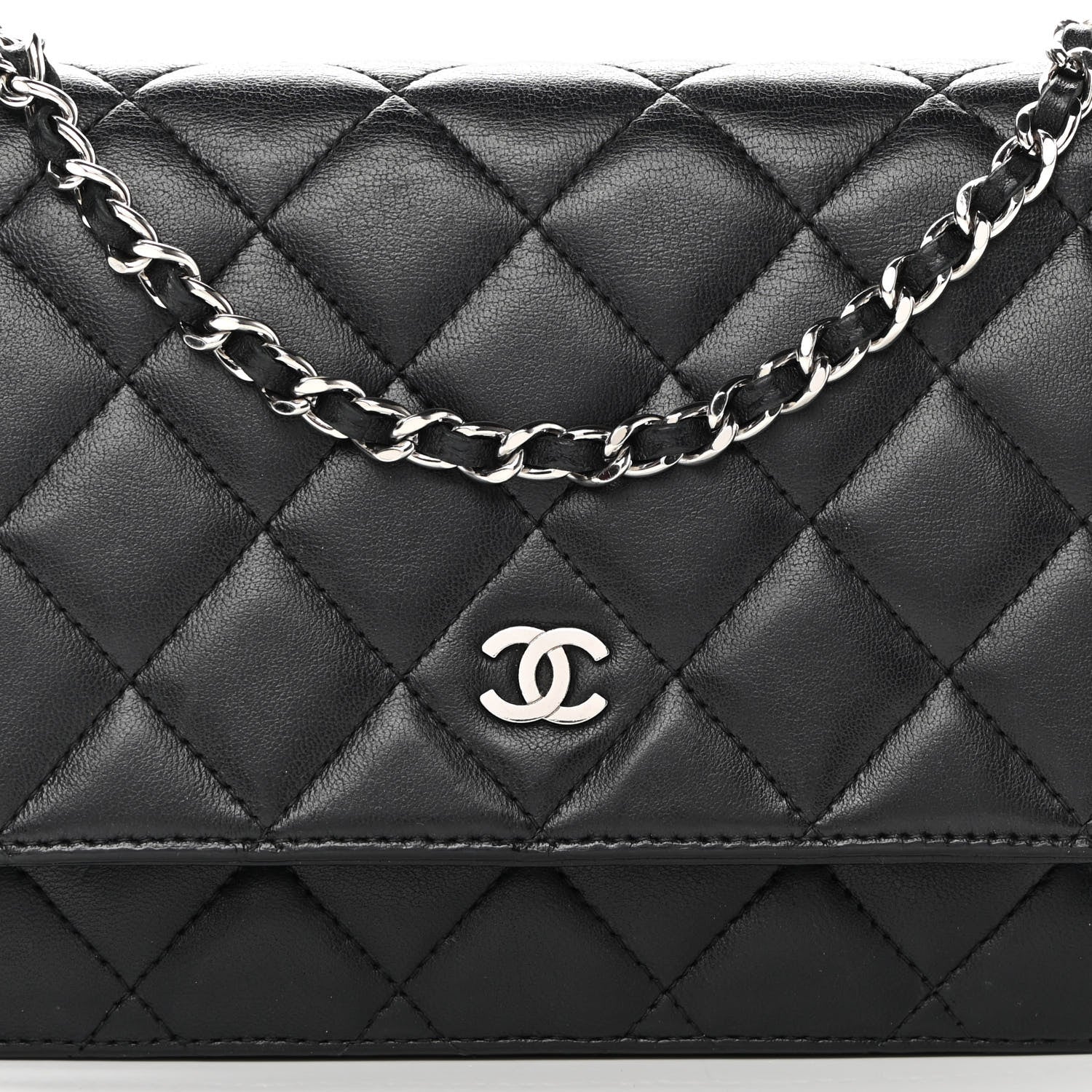 Chanel Lambskin Quilted Wallet On Chain WOC Black 8 of 14