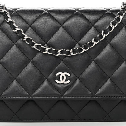 Chanel Lambskin Quilted Wallet On Chain WOC Black 8 of 14