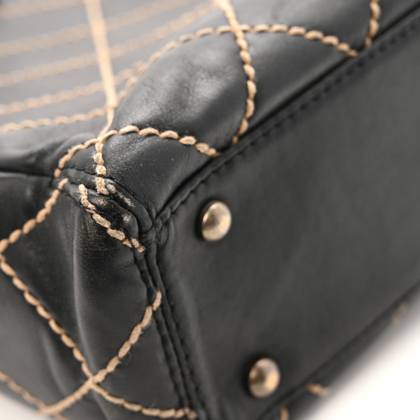 Calfskin Wild Stitch Large Tote Black