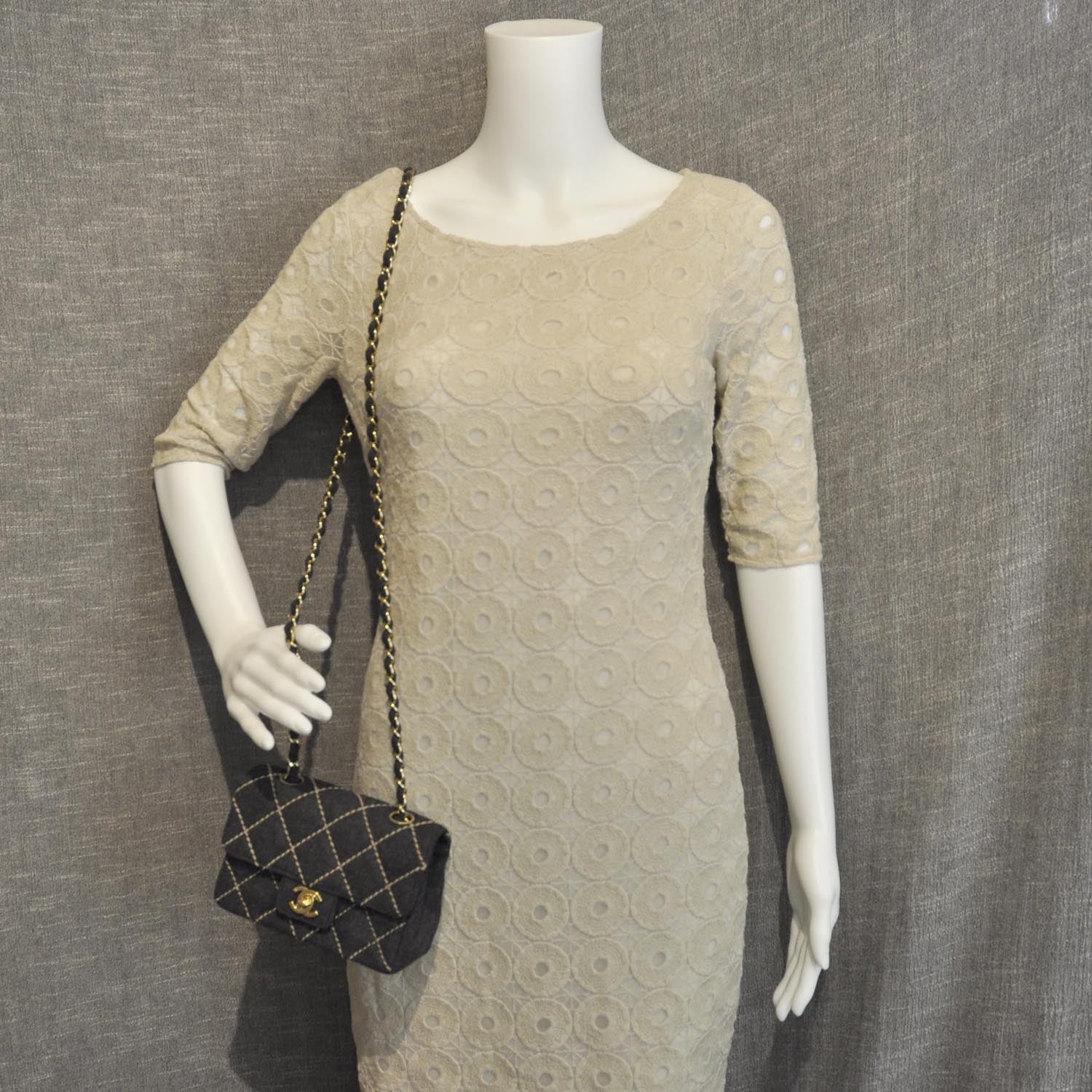 Chanel Wool Contrast Stitch Surpique Mini Flap Charcoal 2 of 12
