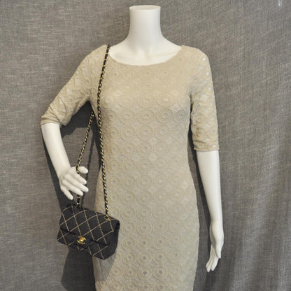 Chanel Wool Contrast Stitch Surpique Mini Flap Charcoal 2 of 12
