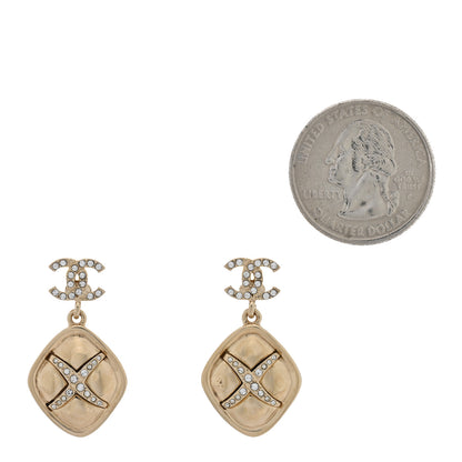 Chanel Crystal CC Drop Earrings Gold 2 of 4