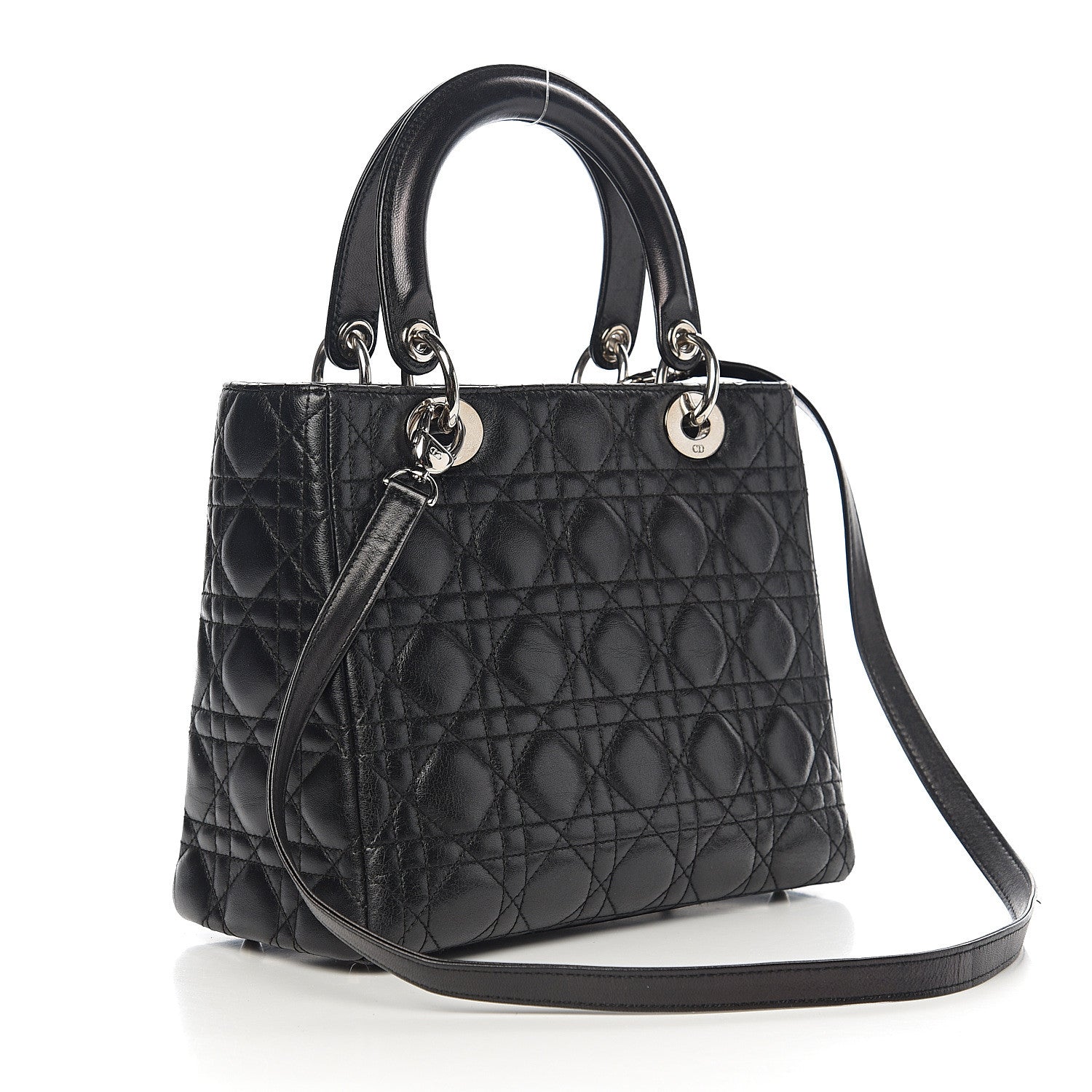 Christian Dior Lambskin Cannage Medium Lady Dior Black 2 of 10