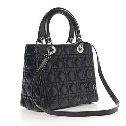 Christian Dior Lambskin Cannage Medium Lady Dior Black 2 of 10