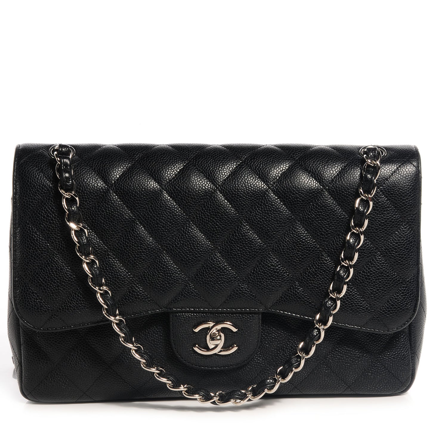 Caviar Quilted Jumbo Double Flap Black