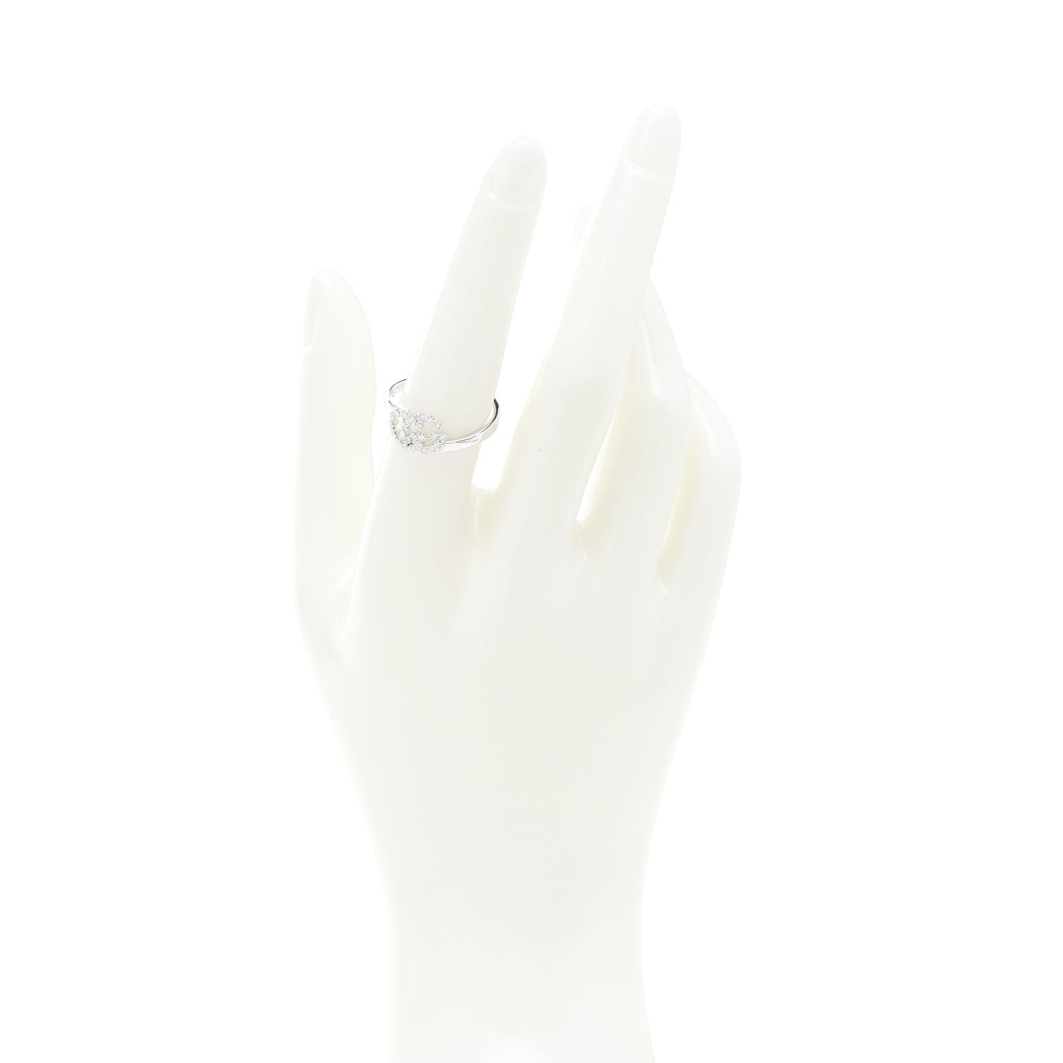 Gucci 18K White Gold Diamond Running Double G Ring 54 7 2 of 6
